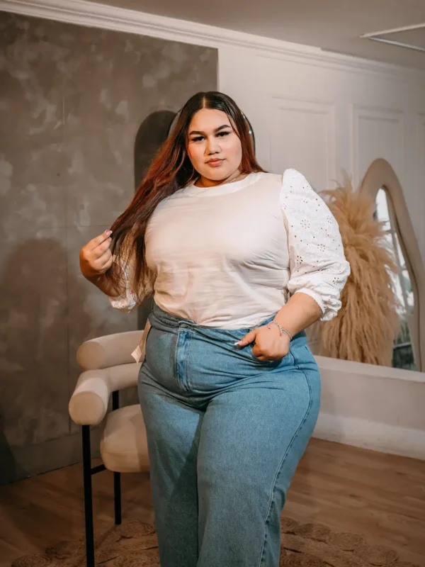 Blusa Bombi con mangas globo para mujer curvy