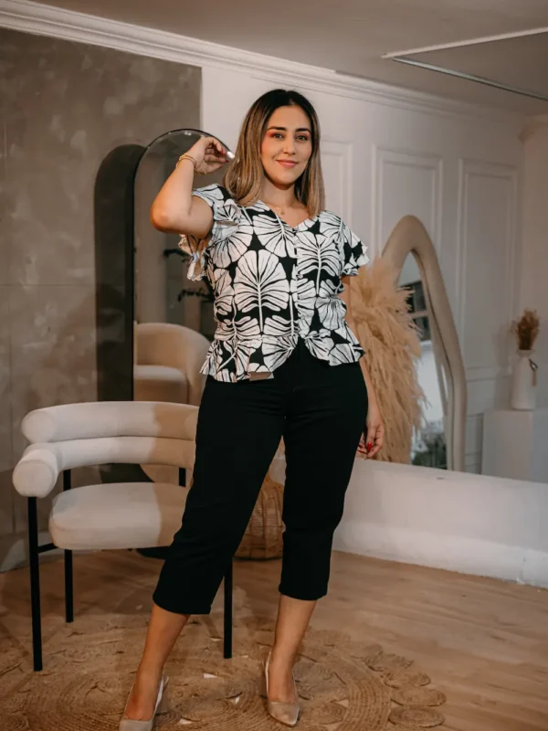 Pantalón culotte grafito para mujer curvy
