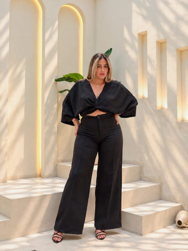 Palazzo Pure color negro – Kelly Pérez Curvy Clothing