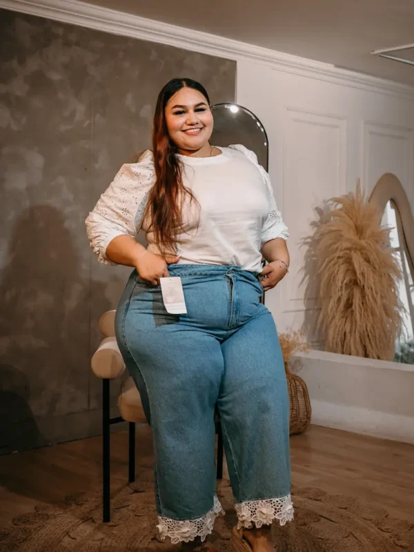 Pantalón palazzo azul Tifanny para mujer curvy